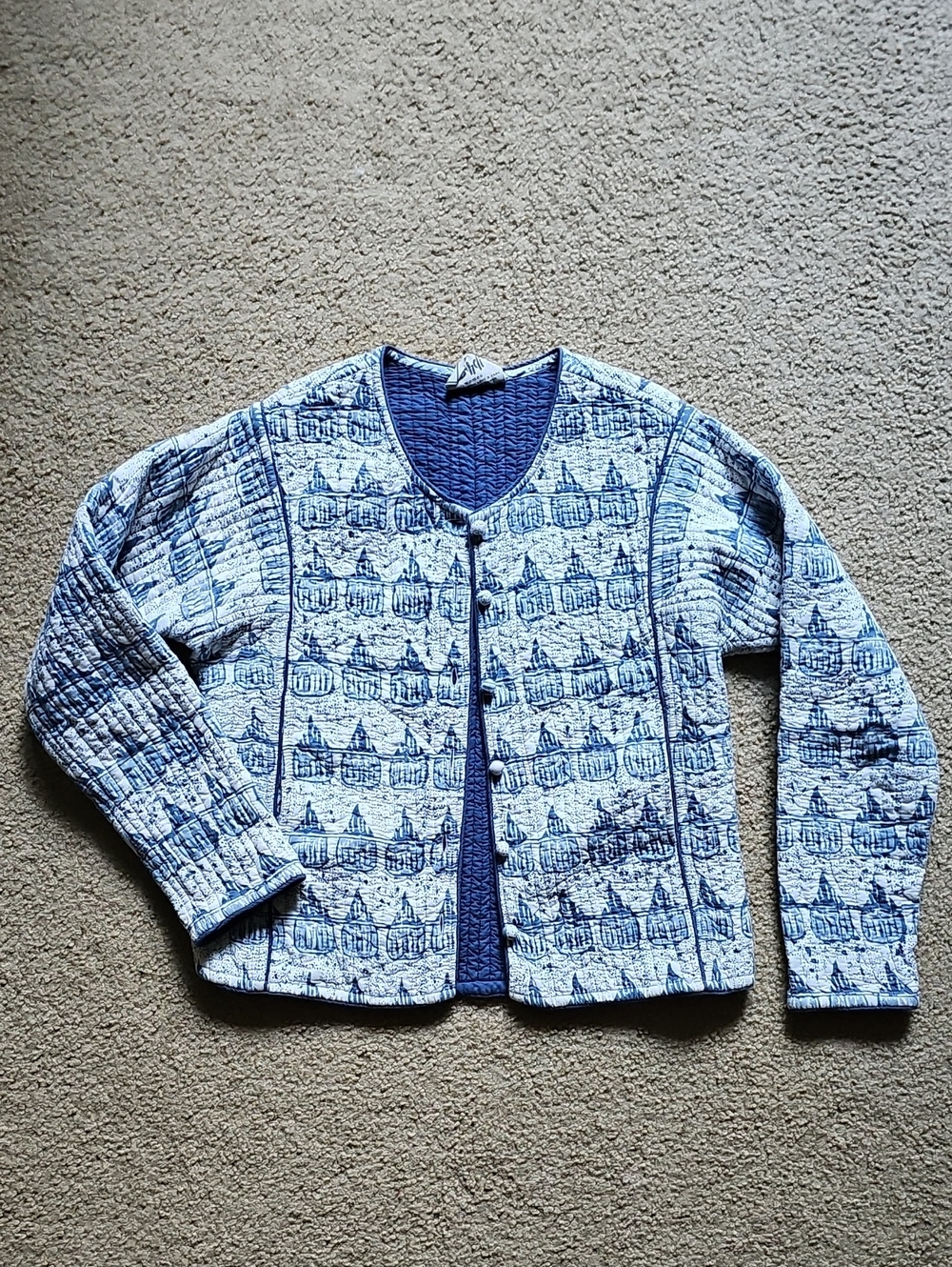 Quilted Blue Patterned Women's Jacket Transcend Inaya